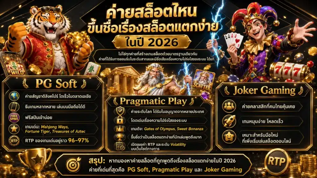 ค่ายสล็อตแตกง่าย ขึ้นชื่อที่สุดในปี 2026