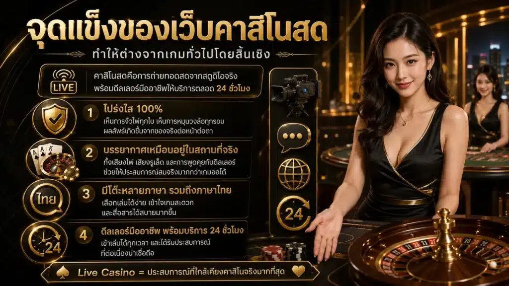 จุดแข็งเว็บคาสิโนสด ประสบการณ์เหนือกว่าเกมทั่วไปโดยสิ้นเชิง