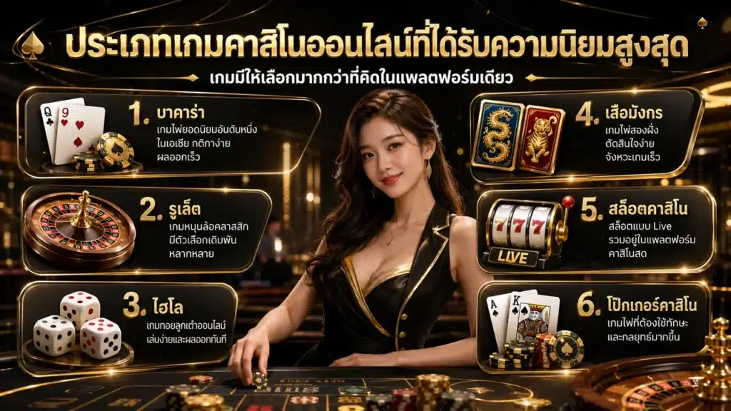 เกมคาสิโนออนไลน์เว็บตรงยอดนิยมที่นักเดิมพันเลือกเล่น